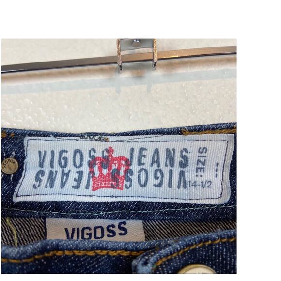 Vigoss Jeans Fancy Stitch Pocket Dark Stretch Jeans Waist 29-30 Inch SZ 14.5 - Picture 4 of 12